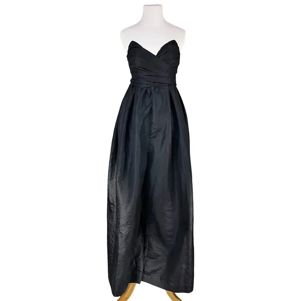FREE PEOPLE Jade Jumpsuit Dramatic Strapless Palazzo Nylon Jumpsuit Black Size S